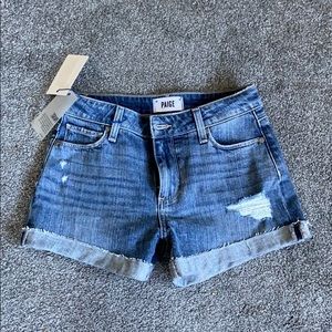 PAIGE medium wash denim shorts